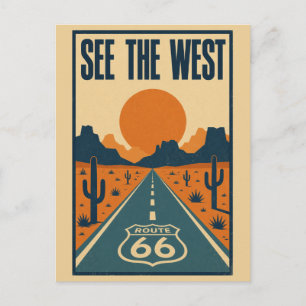 Carte Postale Voir la route 66 vintage de l'Ouest Désert Highway