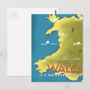 Carte Postale Voir le poster de voyage au Pays de Galles See the