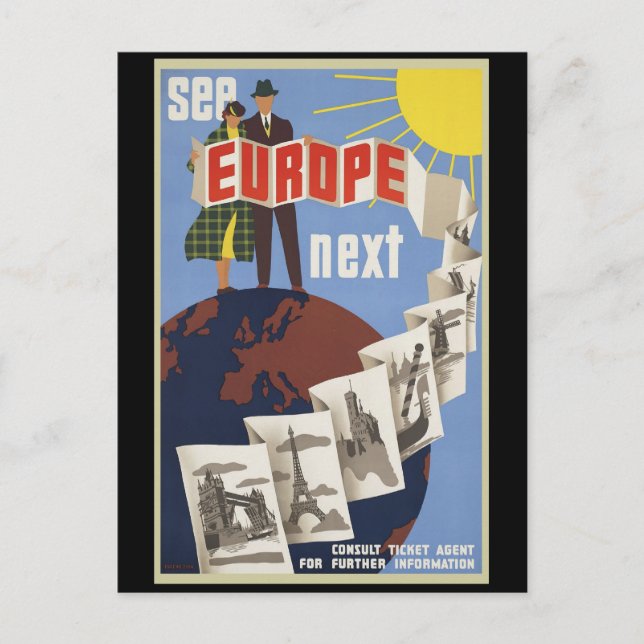 Carte Postale Voir l'Europe suivante (Devant)