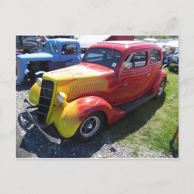 Carte Postale Voiture à flamme vintage (Devant)