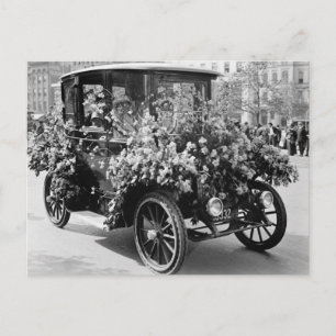 Carte Postale Voiture à fleur de Suffragette : 1914