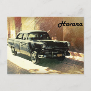 Carte Postale Voiture américaine ancienne dans la rue à La Havan