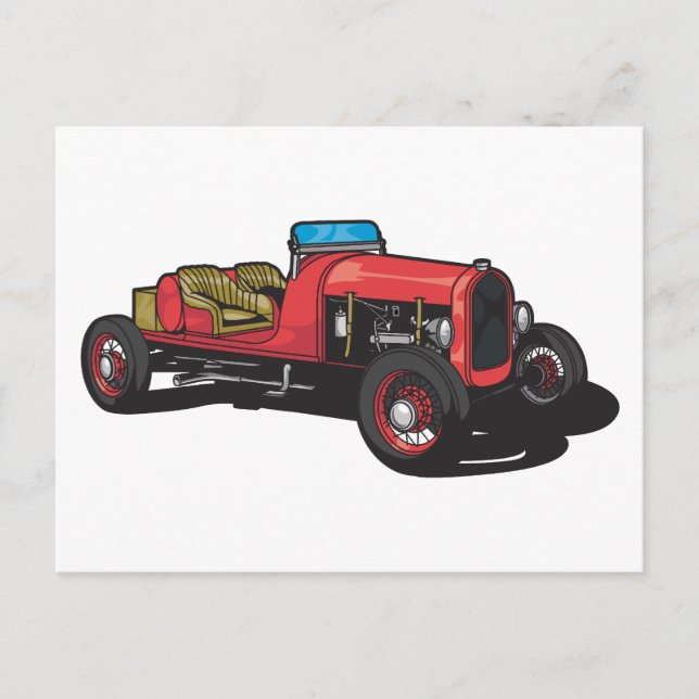 Carte Postale Voiture ancienne (rouge) (Devant)
