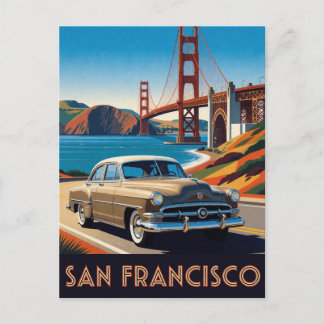 Carte Postale 🚗 Voiture Ancienne Rue Côtière de San Francisco