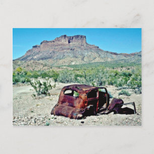 Carte Postale Voiture Antique Démoulée Devant Butte