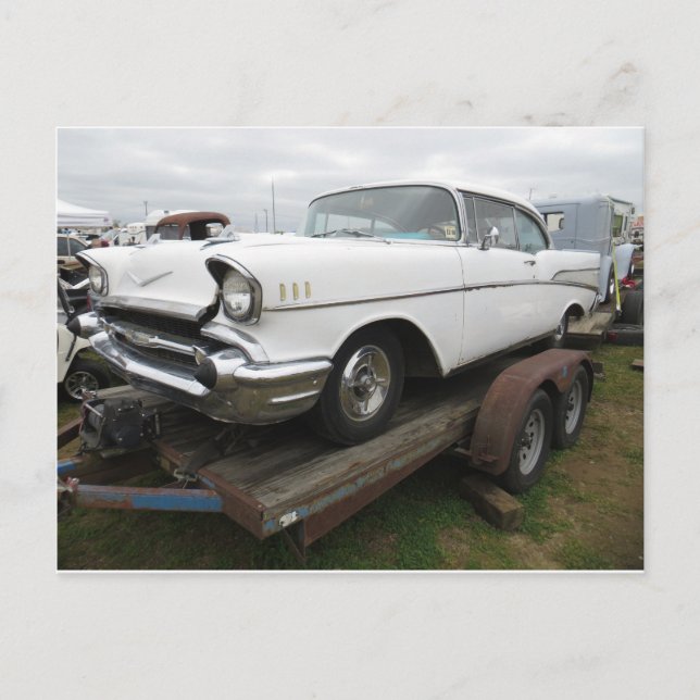 Carte Postale Voiture blanche antique (Devant)