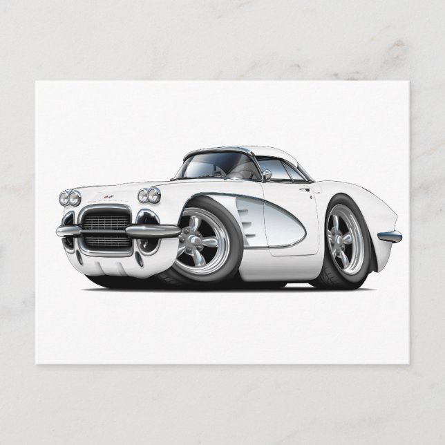 Carte Postale Voiture blanche Corvette 1961 (Devant)