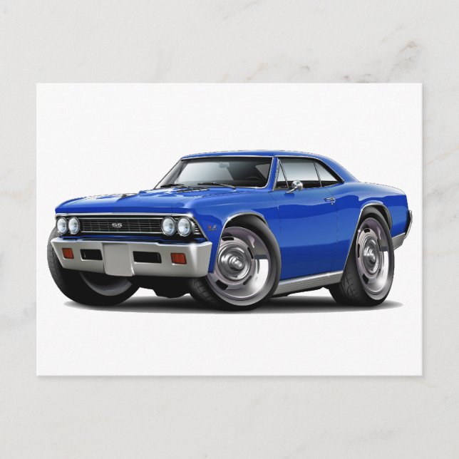 Carte Postale Voiture bleu Chevelle 1966 (Devant)
