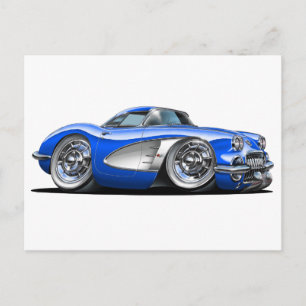 Carte Postale Voiture bleu Corvette
