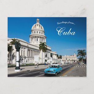 Carte Postale Voiture bleue à La Havane Cuba