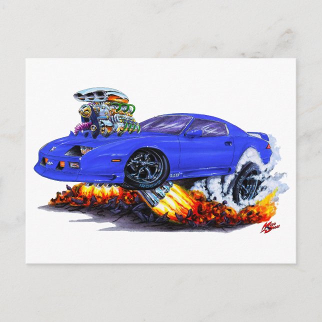 Carte Postale Voiture bleue Camaro 1982-92 (Devant)