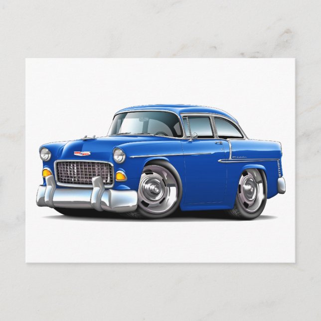 Carte Postale Voiture Bleue Chevy Belair 1955 (Devant)