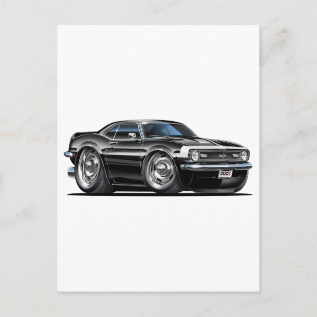 Carte Postale Voiture Camaro noir-blanc 1968 (Devant)