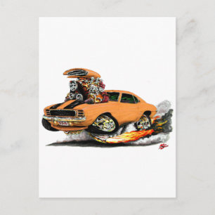 Carte Postale Voiture Camaro RS SS Orange-Noir 1969