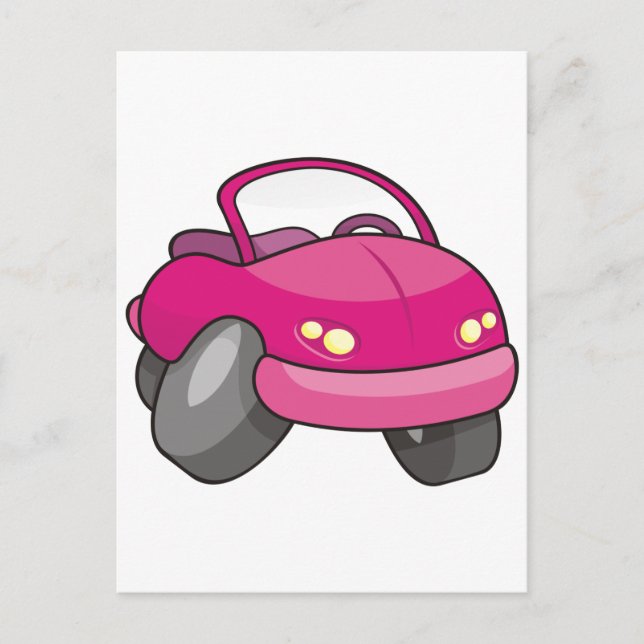 Carte Postale Voiture Carton Rose (Devant)