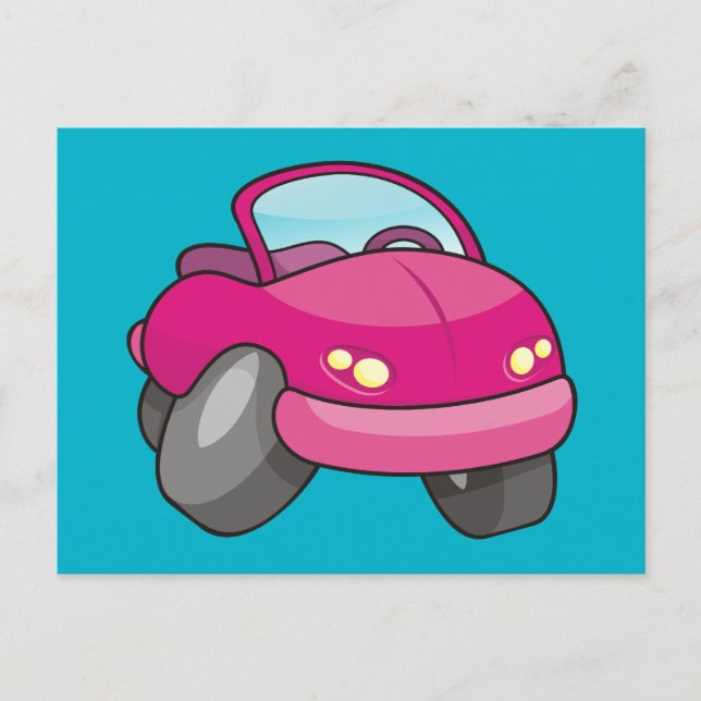 Carte Postale Voiture Carton Rose (Devant)
