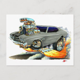 Carte Postale Voiture Chevelle Gris-Noir 1970
