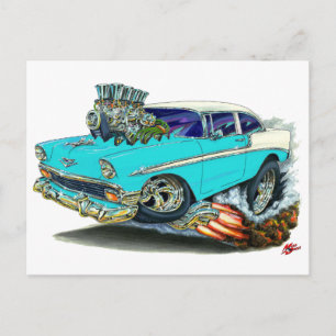 Carte Postale Voiture Chevy Belair Turquoise 1956