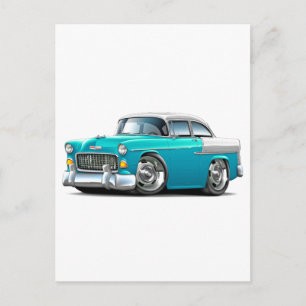 Carte Postale Voiture Chevy Belair Turquoise-White 1955