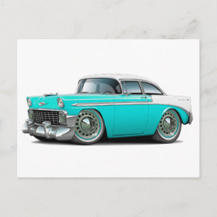 Carte Postale Voiture Chevy Belair Turquoise-White 1956