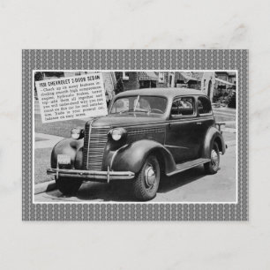 Carte Postale Voiture classique Chevrolet 2 portes 1938