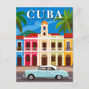 Carte Postale Voiture Classique Cuba Rétro et Vieil Havane Color