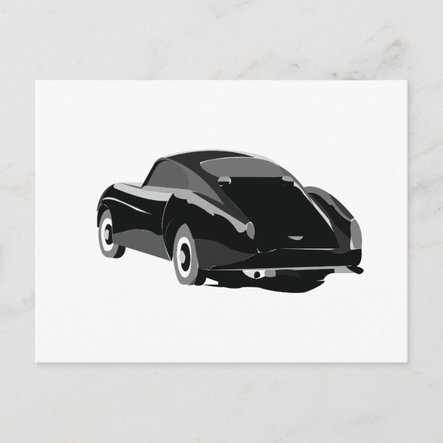 Carte Postale Voiture Classique Grise Noire (Devant)