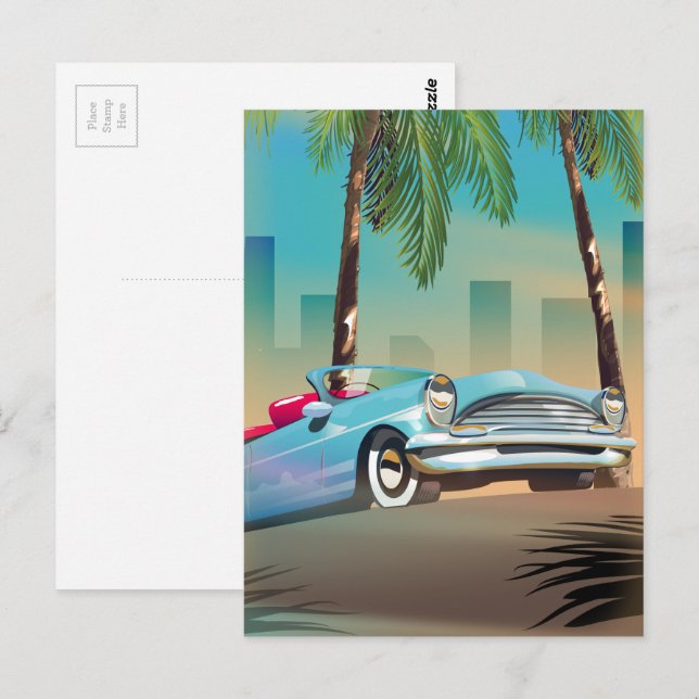 Carte Postale Voiture classique rétro (Devant / Derrière)