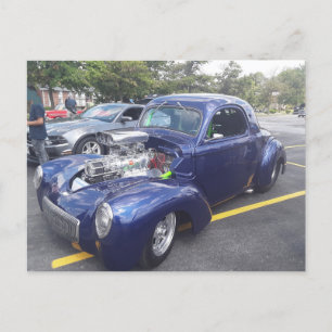 Carte Postale Voiture Customisée bleue