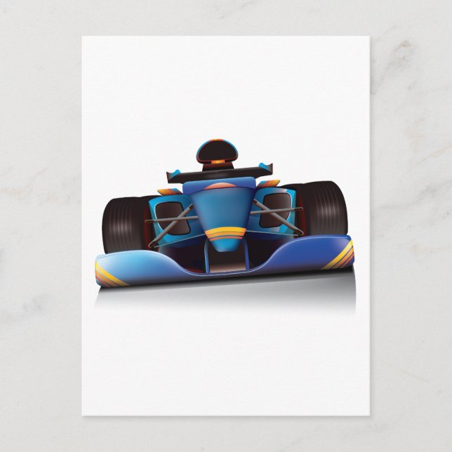 Carte Postale Voiture de course bleue (Devant)