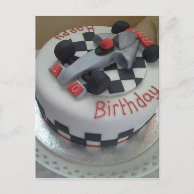 Carte Postale voiture de course d'anniversaire heureuse (Devant)