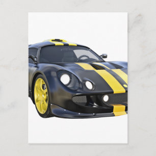 Carte Postale Voiture de course Elite en noir et jaune