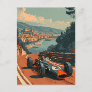 Carte Postale Voiture de course vintage à Barcelone