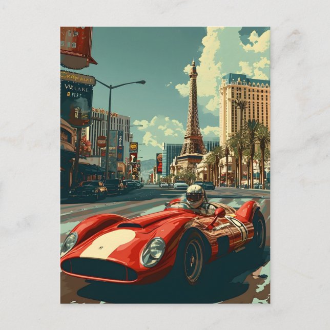 Carte Postale Voiture de course vintage à Las Vegas (Devant)