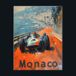 Carte Postale Voiture de course vintage à Monaco art<br><div class="desc">"Faites la course à travers le glamour de Monaco avec notre carte postale Voiture de Course Vintage Arative. Cette pièce exquise reflète l'esprit de vitesse et de sophistication, avec une voiture de course classique sur fond d'icônes rues de Monaco. Le design soigné rend hommage à l'élégance de la course vintage,...</div>
