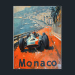 Carte Postale Voiture de course vintage à Monaco art<br><div class="desc">"Faites la course à travers le glamour de Monaco avec notre carte postale Voiture de Course Vintage Arative. Cette pièce exquise reflète l'esprit de vitesse et de sophistication, avec une voiture de course classique sur fond d'icônes rues de Monaco. Le design soigné rend hommage à l'élégance de la course vintage,...</div>