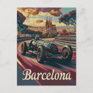 Carte Postale Voiture de course vintage de Barcelone