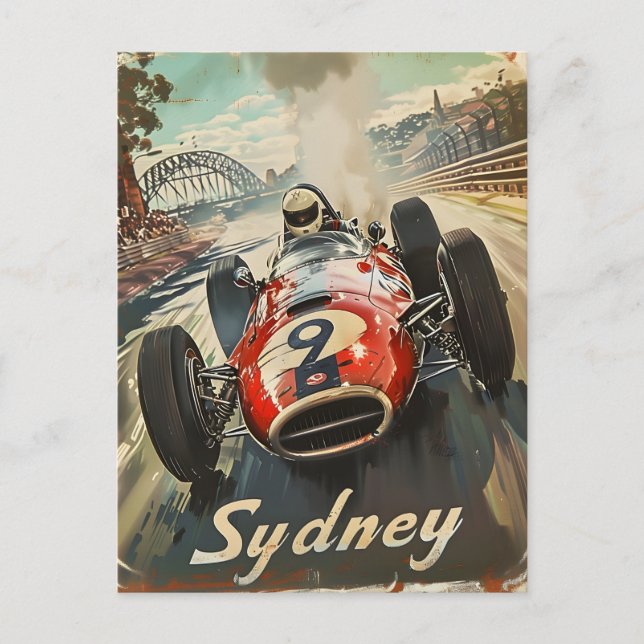 Carte Postale Voiture de course vintage de Sydney (Devant)