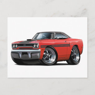 Carte Postale Voiture de dessus rouge-noir Plymouth GTX 1970