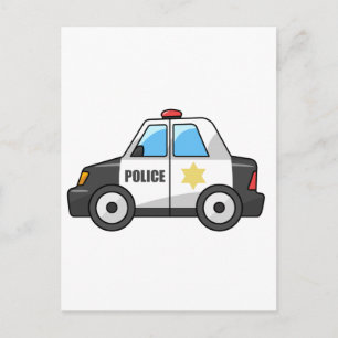 Carte Postale Voiture de la police de dessin cool