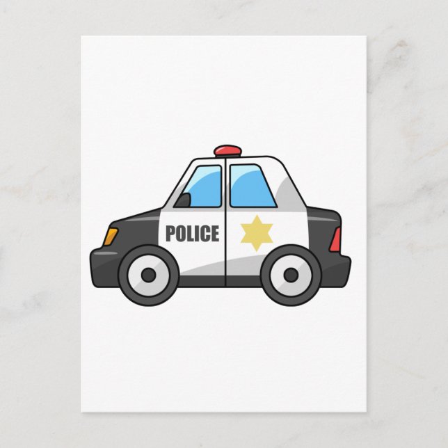 Carte Postale Voiture de la police de dessin cool (Devant)