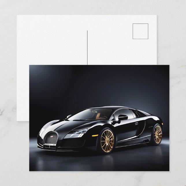 Carte Postale Voiture de luxe noire (Devant / Derrière)