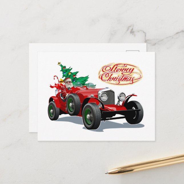 Carte Postale Voiture de Noël (Devant/Arrière en situation)