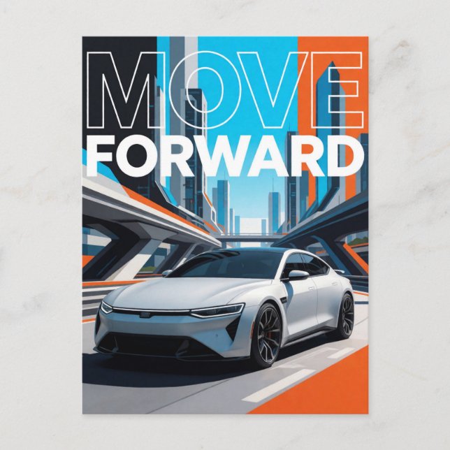 Carte Postale Voiture de performance futuriste Move Forward (Devant)