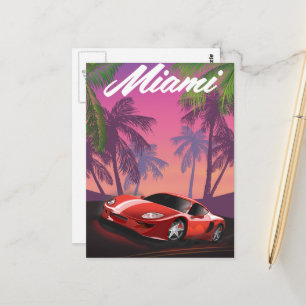 Carte Postale voiture de sport Miami 1990