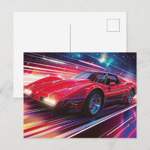 Carte Postale Voiture de sport rouge