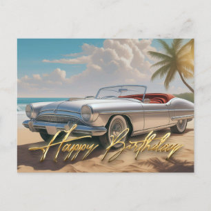 Carte Postale Voiture de sport vintage Joyeux anniversaire
