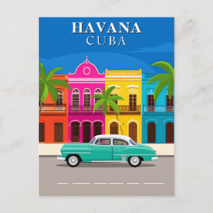 Carte Postale Voiture de voyage vintage La Havane Cuba