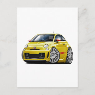 Carte Postale Voiture Fiat 500 Abarth Jaune