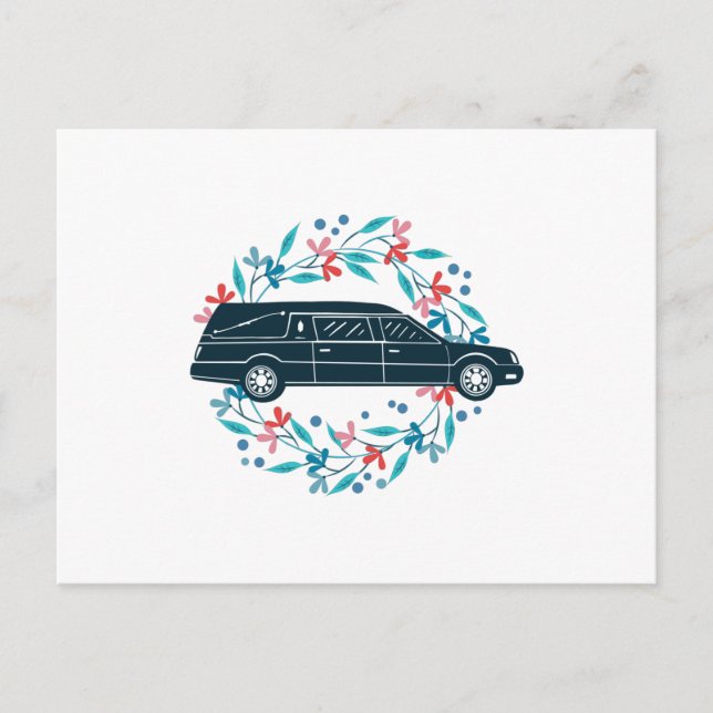 Carte Postale Voiture Floral Hearse (Devant)